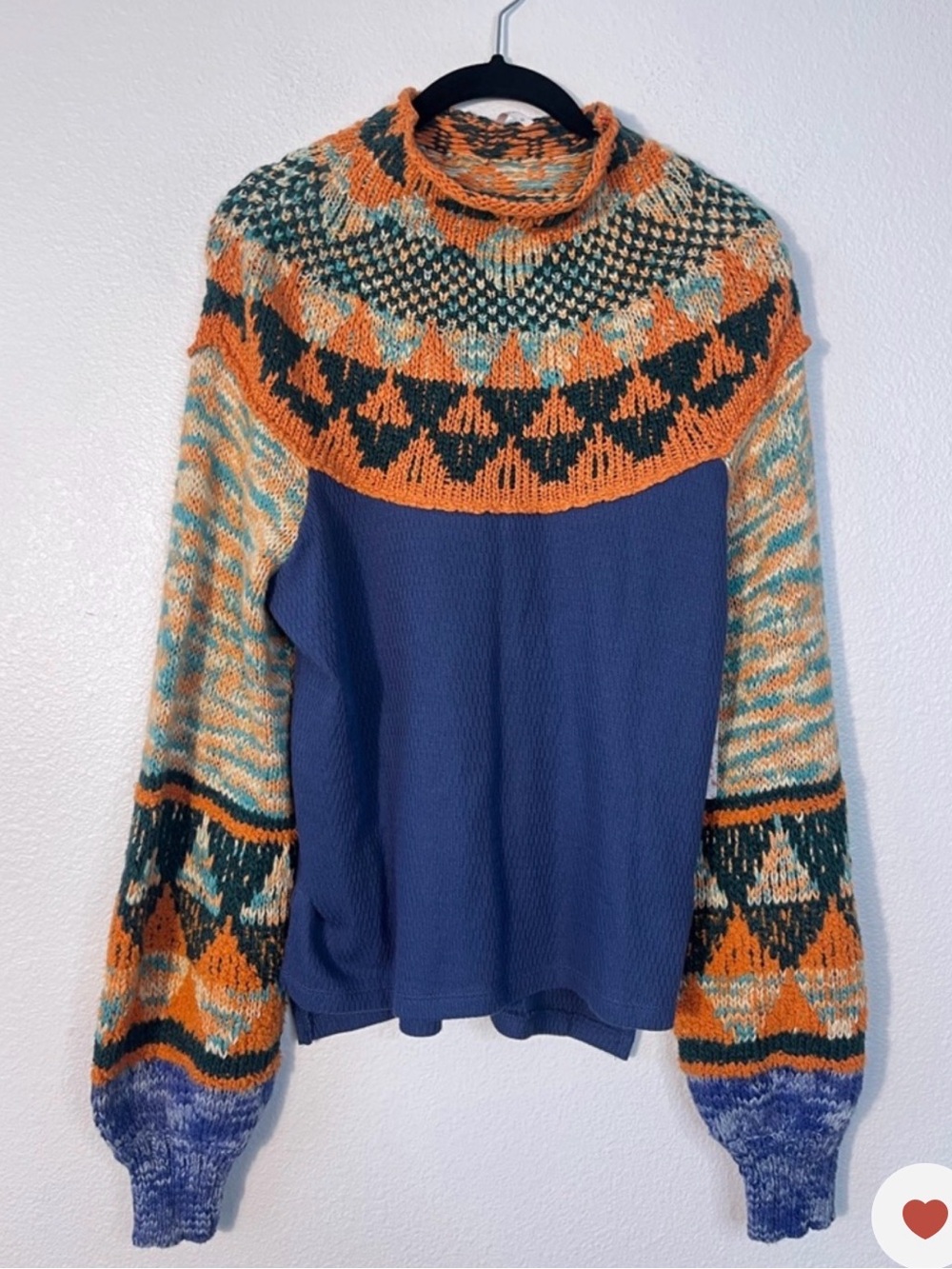 Free People Swit the Small Stuff Thermal Top Mock Neck Sweater Medium NEW Boho
